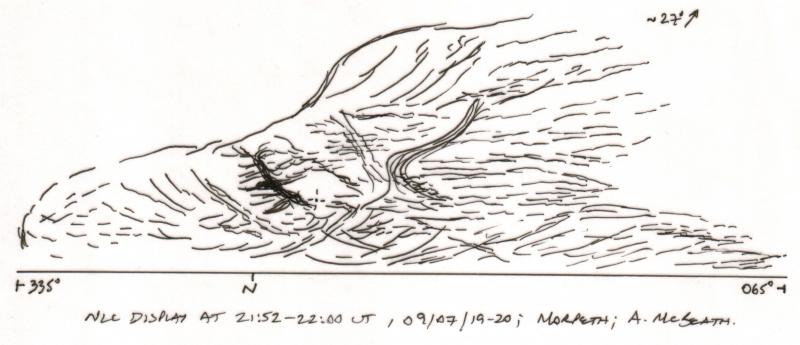 A drawing of noctilucent clouds by Alastair McBeath