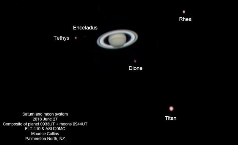Martin Ratcliffe captured this fantastic image aided by the lower latitude of his location in the USA. The images for the red, green and blue filters demonstrate the rapid rotation of the planet as well as how the contrast of different features change with colour.
